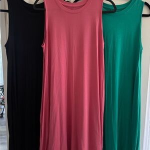 Set of 3 Swing Dresses with Pockets | Black, Coral & Teal